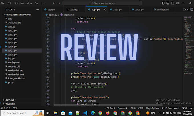 Debug and fix bugs in python programming by Fivestarcoder | Fiverr