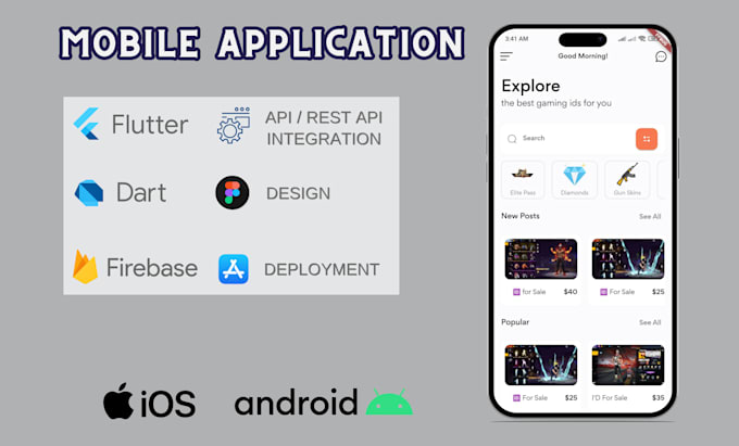 Build mobile app using flutter for android and ios by Binatenoor | Fiverr