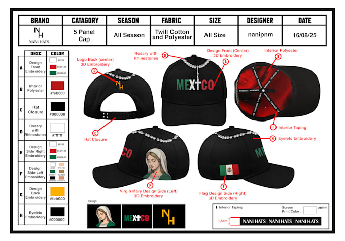 create custom hat trucker, snapback, cap, dad, etc tech pack