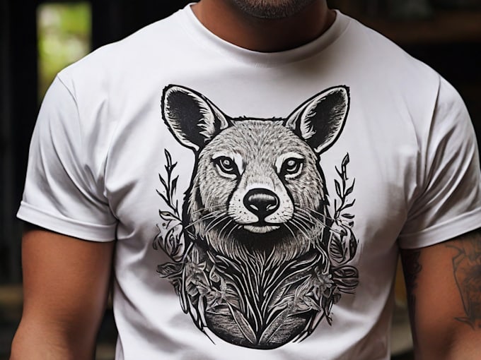 make a animal linocut tshirt design for brands