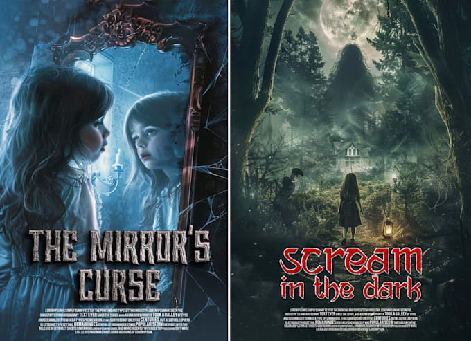 design mystery horror book cover and horror movie poster