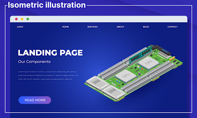 design a unique isometric website graphic