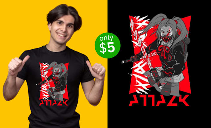 create awesome anime illustration for tshirt design