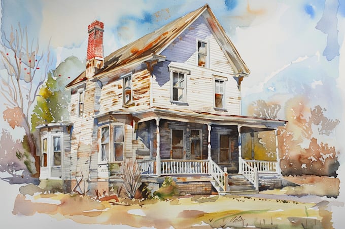 paint house watercolor and illustrations manually