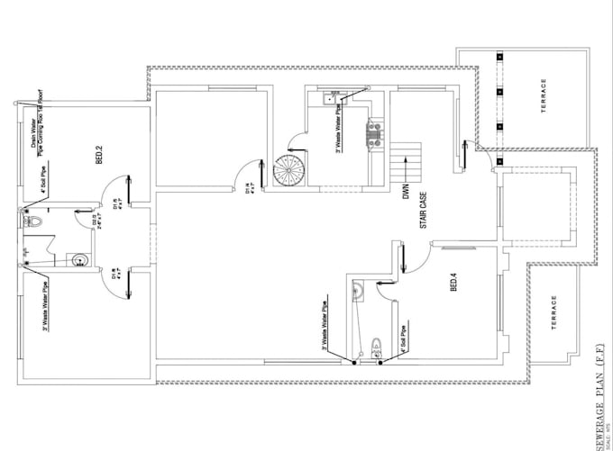 draw electrical and plumbing  floor plan in autocad