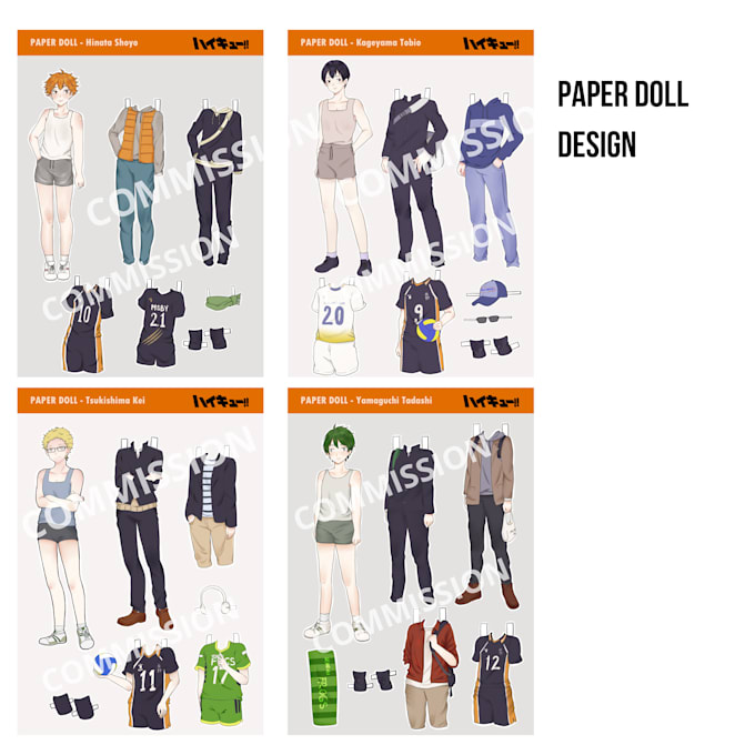 draw paper doll design of your character in anime style