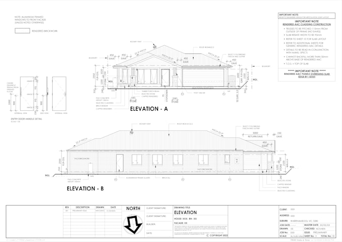 draft architectural developer approval plan and elevations