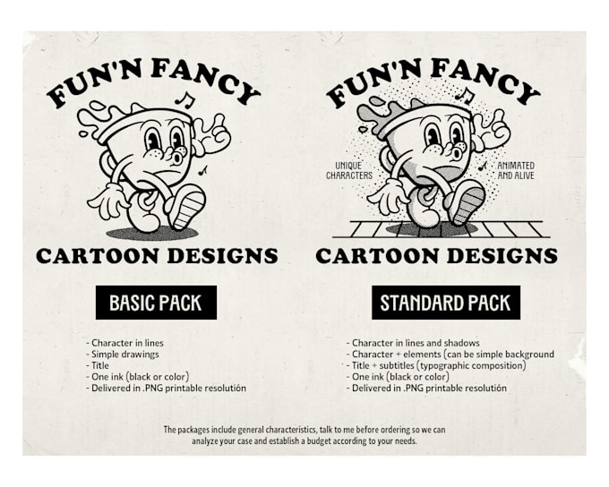 create retro vintage 1930s cartoon artwork for merch