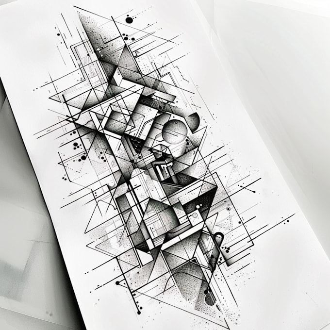 create sleeve tattoo design in geometric style