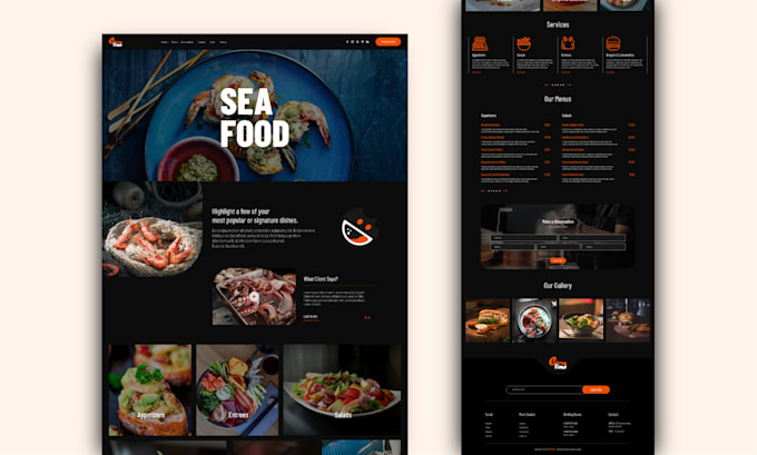 create custom website for restaurant, cafes and delivery services