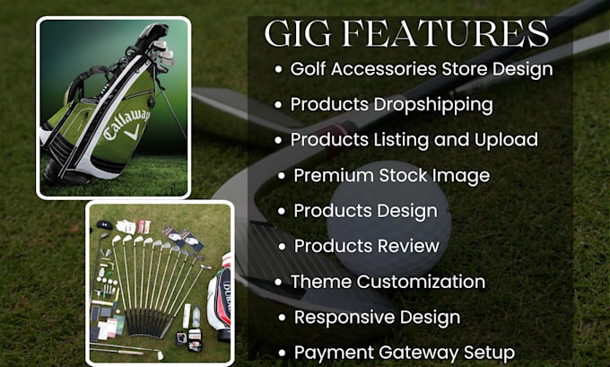 design golf shopify store golf accessories website golf website dropshipping