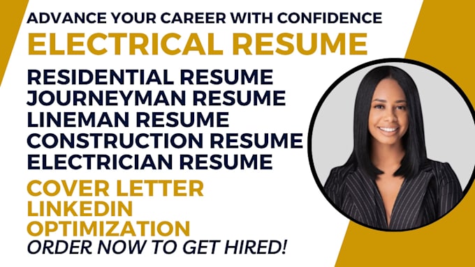 write residential commercial journeyman technician lineman electrician resume cv