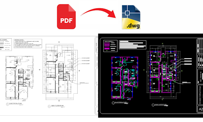 convert floor plan, pdf, sketch or blueprint to autocad, cad, dwg