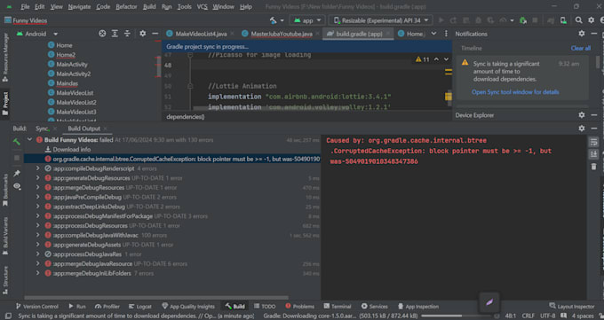 fix any app bugs or errors and improve the android app in android studio