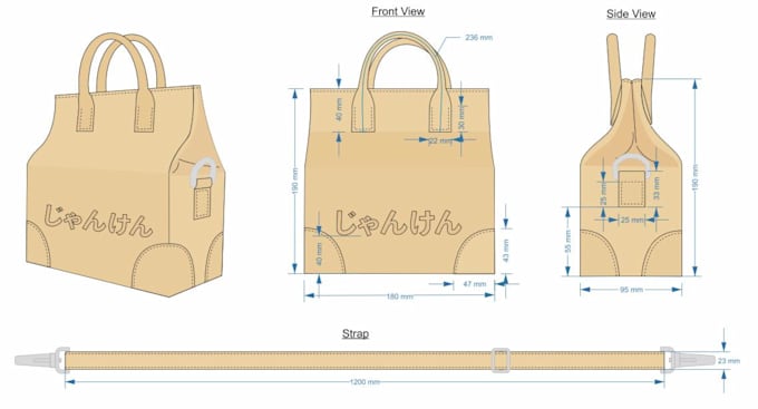 create bag design, backpack, handbag and bag tech pack