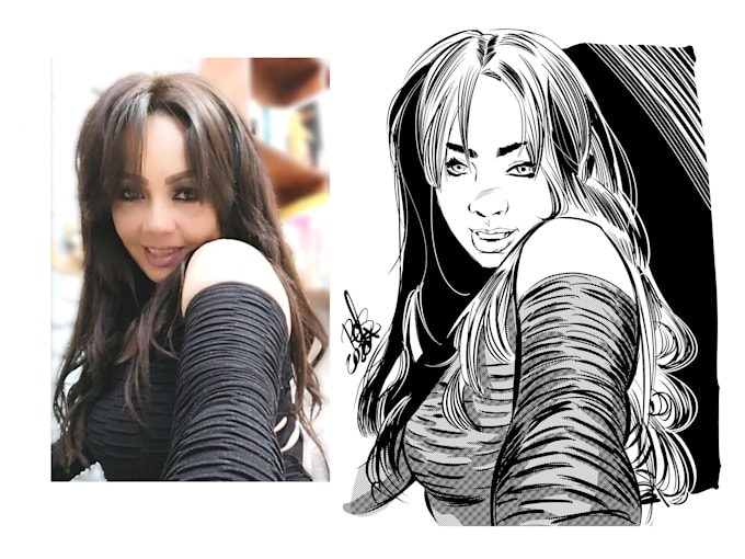 transform your portrait into a unique inked comic style artwork