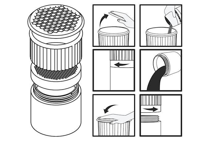 create clean vector line art for product user guides