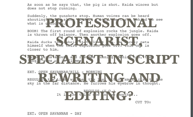 write movie script, screenplay, short film script, rewrite script, script editor