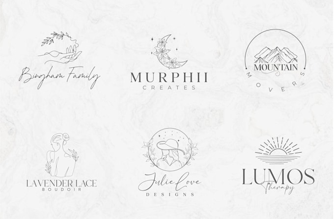 design a modern line art text, badge, sticker or logo for your brand