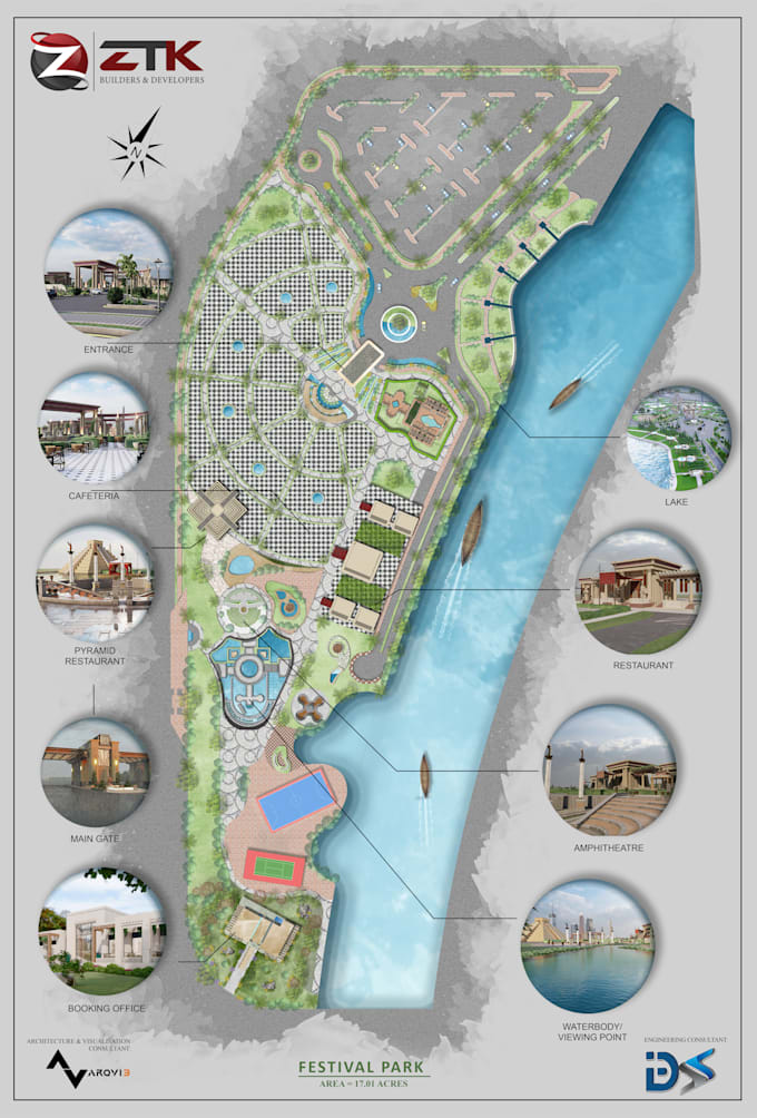 render architecture masterplan, site plan and landscape plan on photoshop