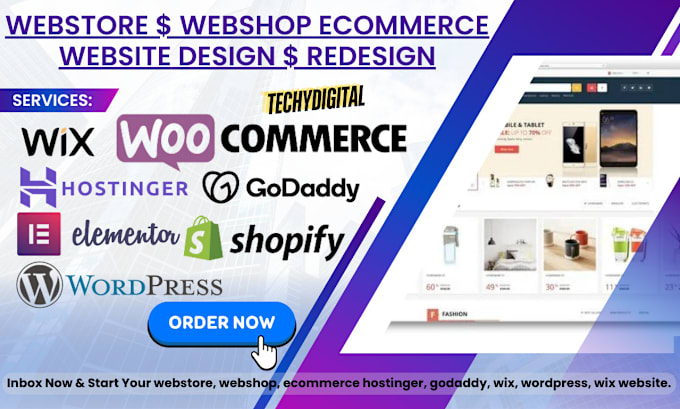build webstore,webshop ecommerce,hostinger bluehost wordpress wix godady website