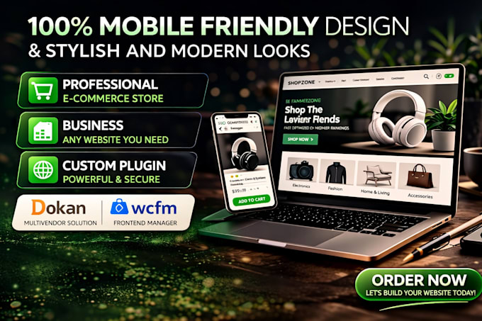 build ecommerce website, woocommerce online store and wcfm, dokan website, app