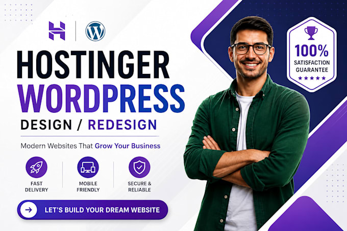design or redesign hostinger website hostinger wordpress website with SEO aeo