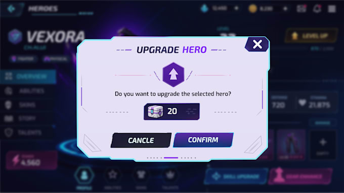 design 2d game UI UX for mobile and PC games