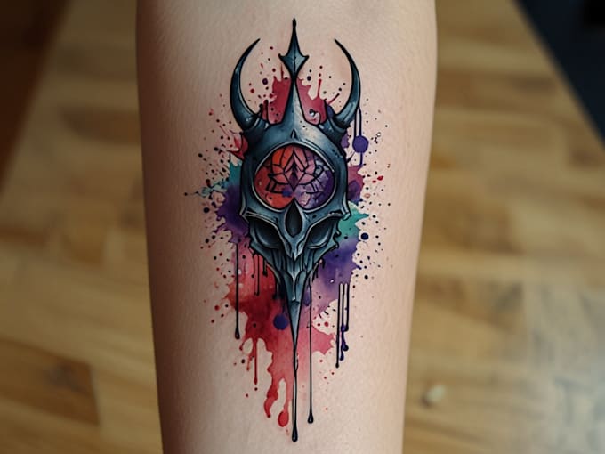 draw watercolor tattoo design