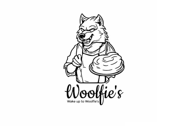 wake up woolfie bakery logo design