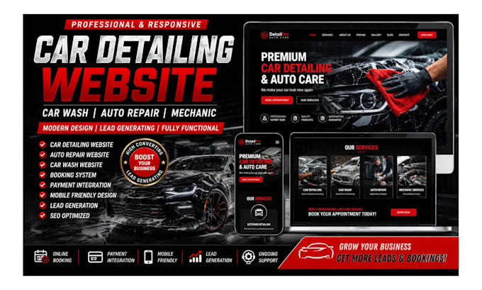 design car wash website car detailing website auto repair mechanic website