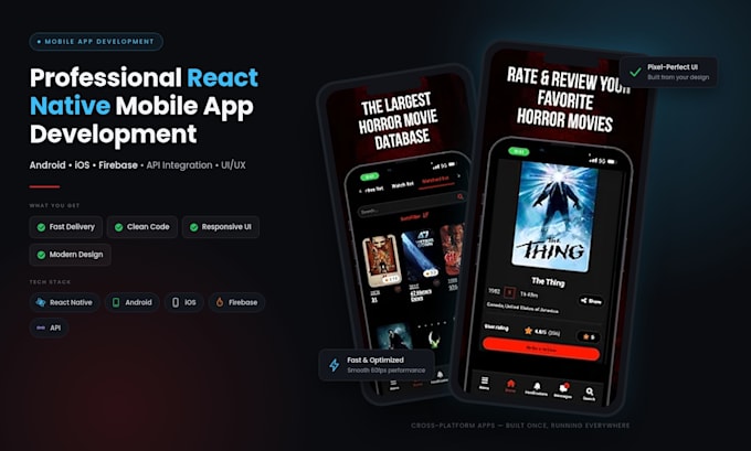 build a custom android and ios mobile app using react native