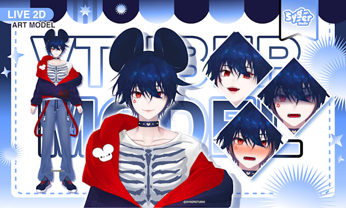design live 2d vtuber model and rig in high quality