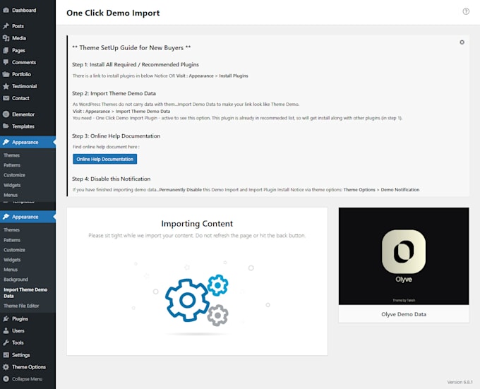 install wordpress theme, template kit and upload demo within 2 hrs
