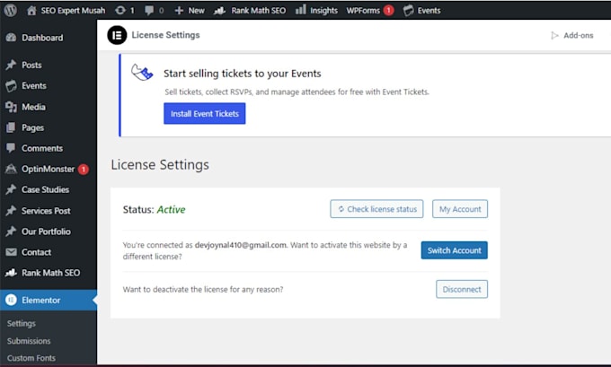 install elementor pro, rank math, bricks builder, wpforms, yoast SEO,wpml plugin