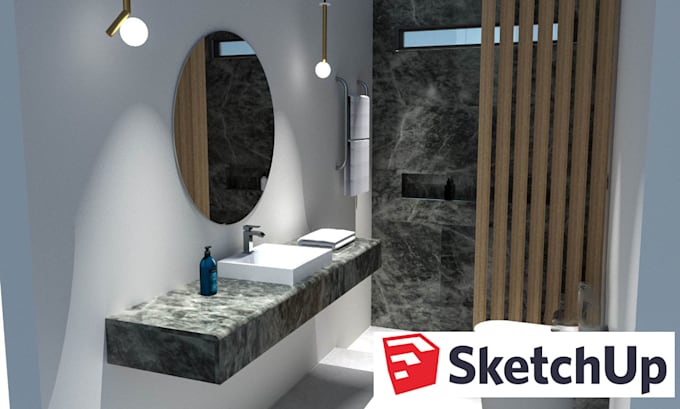 create sketchup 3d model and architectural render for interior