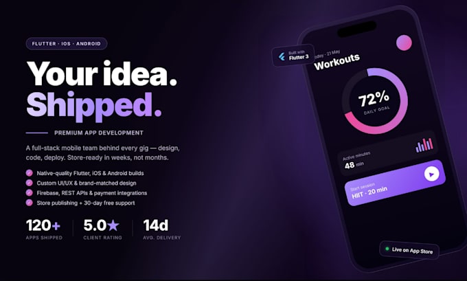 custom mobile app development for ios and android using flutter