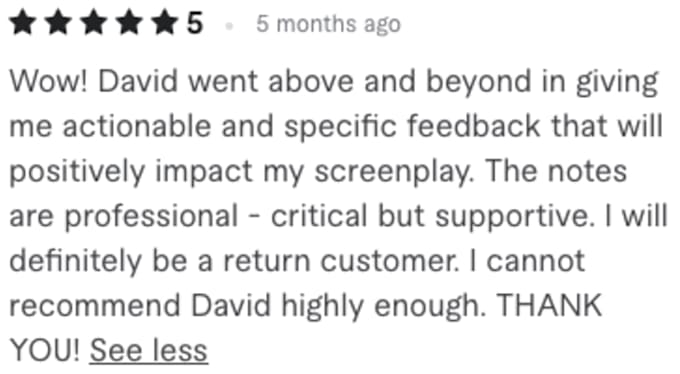 write script coverage notes and feedback on your screenplay