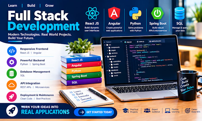 develop full websites with react , angular,python  bootspring