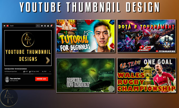 design high CTR youtube thumbnails eye catching and clickbait
