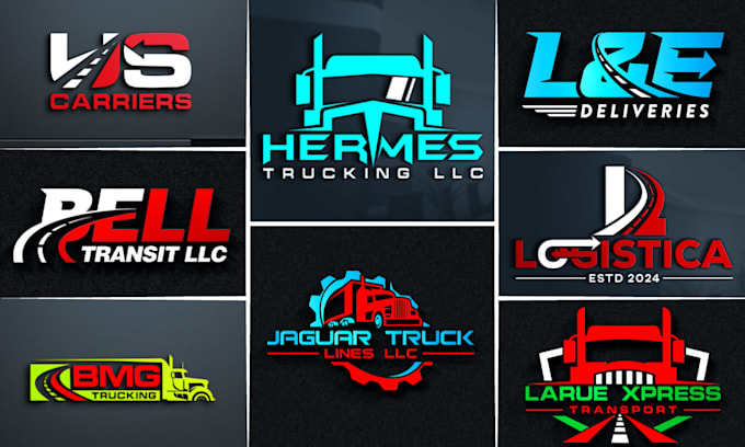 do transport logistics trucking cargo and dispatching business logo