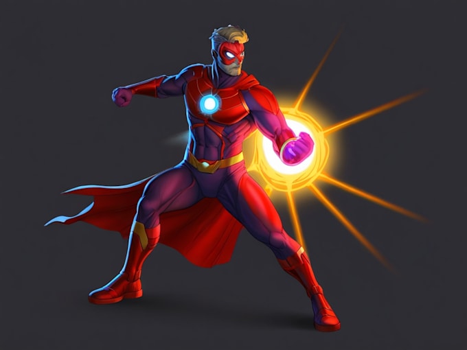 drawing custom superhero character in action