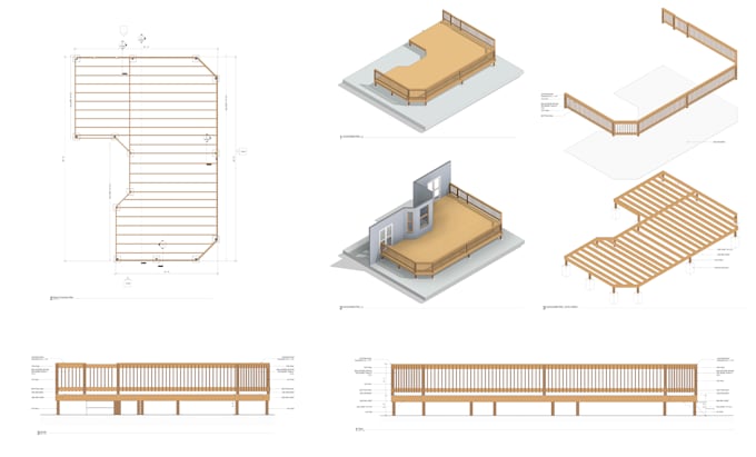 do architecture and construction drawing of the deck