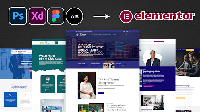 convert figma to elementor, PSD to elementor, wix to wordpress