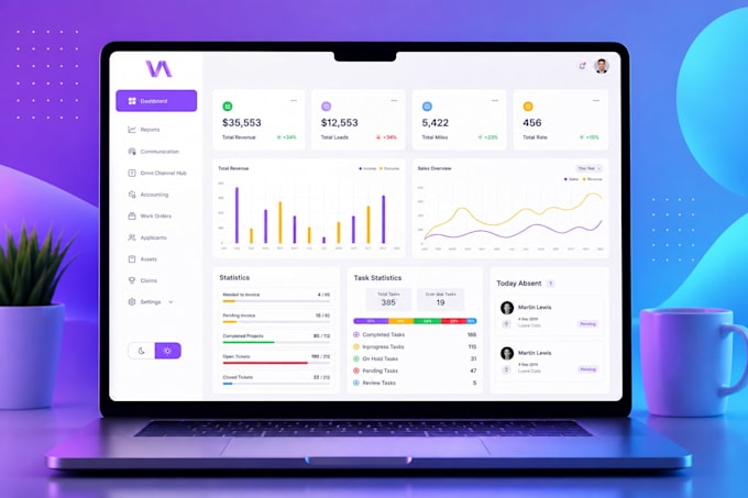 design saas dashboard, web app and CRM UI UX in figma