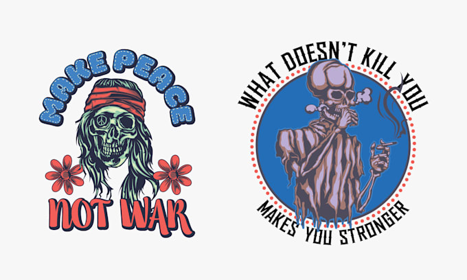 make music, skull, skeleton, surfing logo with illustration