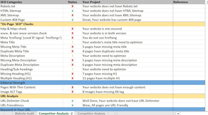 do a professional SEO audit and create an action plan