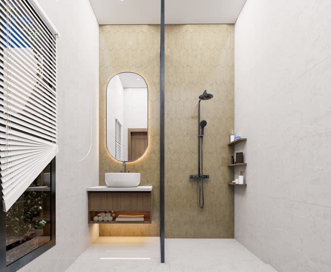 provide realistic 3d bathroom design and rendering