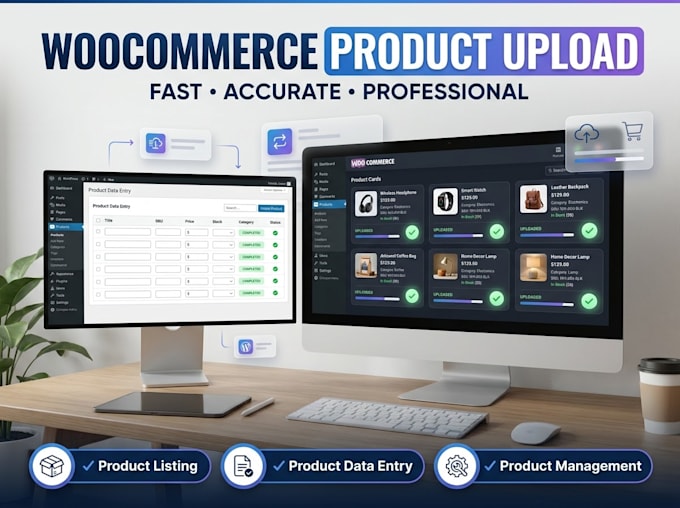 do wordpress data entry and woocommerce product upload