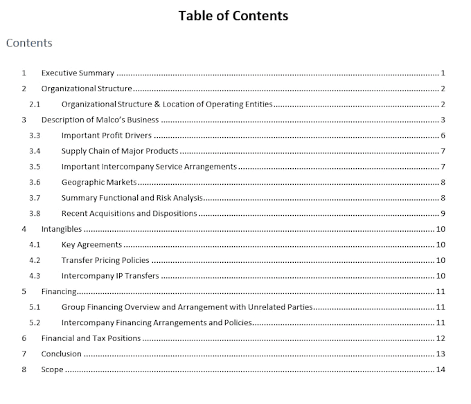 prepare transfer pricing documentation